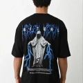 Baskılı Oversize T-Shirt - Siyah -