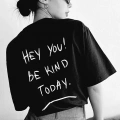 Baskılı Oversize T-Shirt - Siyah -