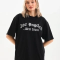 Baskılı Oversize T-Shirt - Siyah -