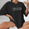 Baskılı Oversize T-shirt - Siyah