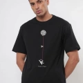 Baskılı Oversize T-shirt - Siyah -