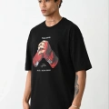 Baskılı Oversize T-Shirt - Siyah -