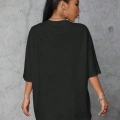 Baskılı Oversize T-shirt - Siyah