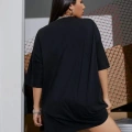 Baskılı Oversize T-shirt - Siyah