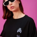 Baskılı Oversize T-shirt - Siyah