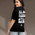 Baskılı Oversize T-shirt - Siyah
