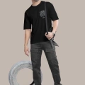 Baskılı Oversize T-shirt - Siyah -