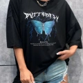 Baskılı Oversize T-Shirt - Siyah -