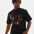 Baskılı Oversize T-Shirt - Siyah -