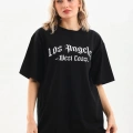 Baskılı Oversize T-Shirt - Siyah -
