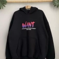 Baskılı Üç İplik Kapüşonlu Oversize Sweatshirt - Siyah