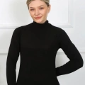 Bayan Uzun Kol Boğazlı Body Siyah