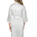 Beyaz Kısa Saten Bride Sabahlık