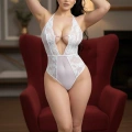 Beyaz Taşlı Bodysuit - 889