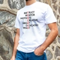 Bisiklet Yaka Baskılı Oversize T-Shirt - Beyaz