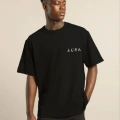 Bisiklet Yaka Baskılı Oversize T-Shirt - Siyah -