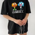 Bisiklet Yaka Baskılı Oversize T-Shirt - Siyah