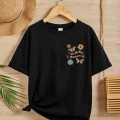 Bisiklet Yaka Baskılı T-Shirt - Siyah -