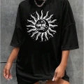 Bisiklet Yaka Baskılı T-shirt - Siyah
