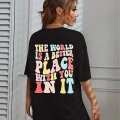 Bisiklet Yaka Baskılı T-shirt - Siyah