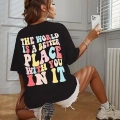 Bisiklet Yaka Baskılı T-shirt - Siyah