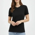 Bisiklet Yaka Tişört Regular Kalıp Basic Pamuklu Günlük Kullanım T-shirt - Siyah