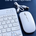 Bluetooth Klavye Mouse Seti Türkçe Tuş Dizilimli Beyaz