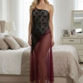 Bordo Dantelli Şifon Gecelik - 646