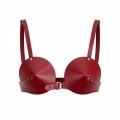 Bordo Göğüs Harness Konik Kaplı Deri Büstiyer - 250