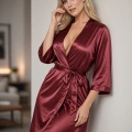 Bordo İpek Saten Sabahlık - 14004