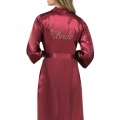 Bordo Kısa Saten Bride Sabahlık