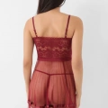 Bordo Şifon Pileli Gecelik-835