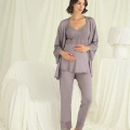 Dantelli Hamile Lohusa 3lü Pijama Takımı