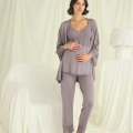 Dantelli Hamile Lohusa 3lü Pijama Takımı