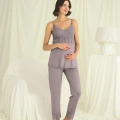 Dantelli Hamile Lohusa 3lü Pijama Takımı