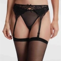 Dantelli Jartiyer String ve Çorap 3lü Takım