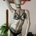 Deri Jartiyer Siyah Harness Takım - 451