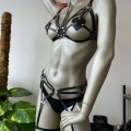 Deri Jartiyer Siyah Harness Takım - 451
