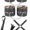 Deri Leoparlı 4lü Harness Set