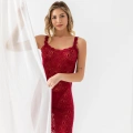 DEVORE TRANSPARAN BABYDOLL STRİNG TAKIM BORDO (MGP31842)