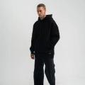 Double Oversize Kapşonlu Nakışlı SweatShirt - Siyah