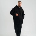 Double Oversize Kapşonlu Nakışlı SweatShirt - Siyah