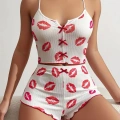 Dudak Desenli Şortlu Pijama Takımı