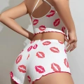 Dudak Desenli Şortlu Pijama Takımı