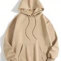 Düz Kapüşonlu Sweat - Bej -