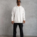 Düz Kapüşonlu Sweat - Beyaz -