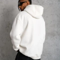 Düz Kapüşonlu Sweat - Beyaz -