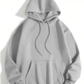 Düz Kapüşonlu Sweat - Boyalı Gri -