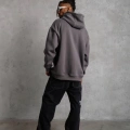 Düz Kapüşonlu Sweat - Gri -