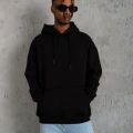 Düz Kapüşonlu Sweat - Siyah -